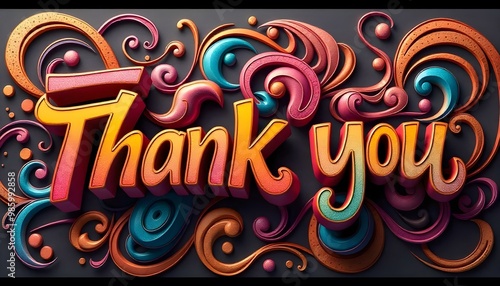 Wallpaper Mural Colorful 3D text that says Thank you Torontodigital.ca