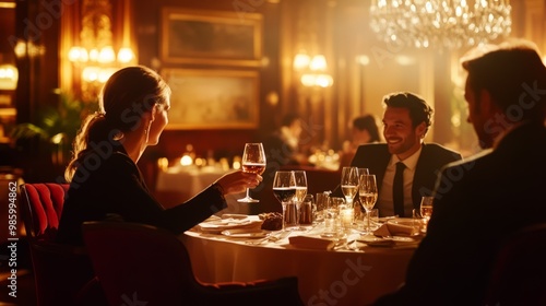 Elegant Dinner Gathering in Fine Dining Setting