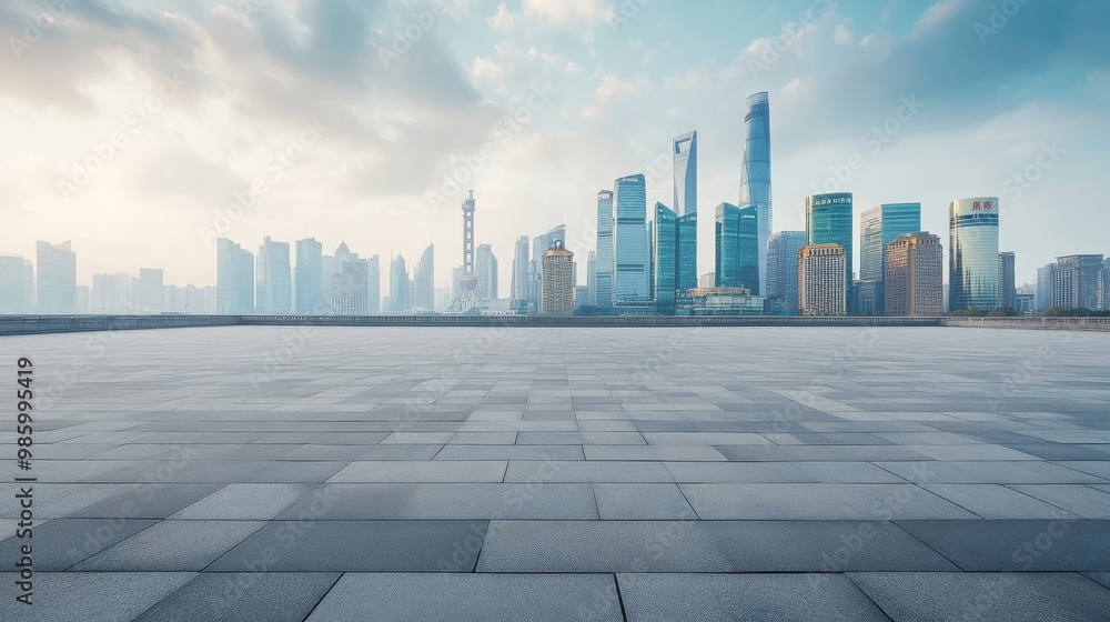 Shanghai's cityscape and empty square. Shanghai's cityscape and empty square.