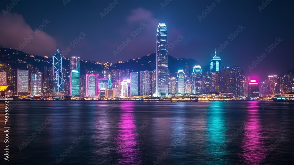 Fototapeta premium Victoria Harbor night