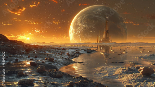 Alien planet landscape, 3d ...