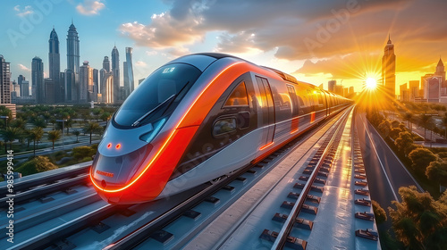 High speed modern train in ...