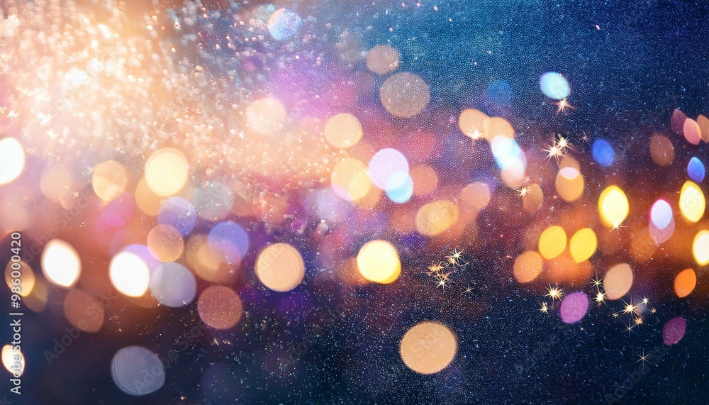 Double exposure of colorful lights and starry bokeh glitter background Double exposure of colorful lights and starry bokeh glitter background