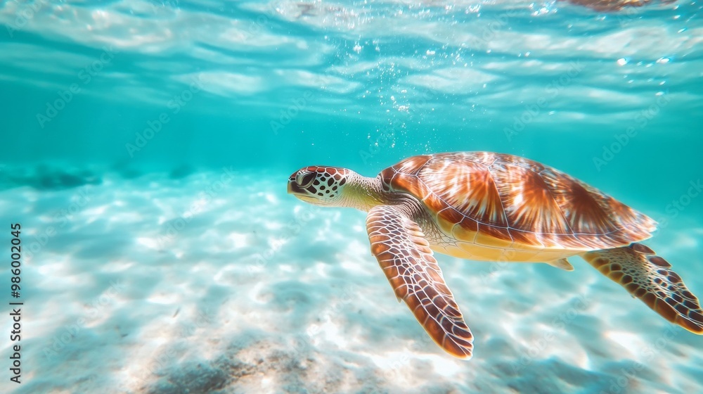 Fototapeta premium sea ​​turtle swimming underwater