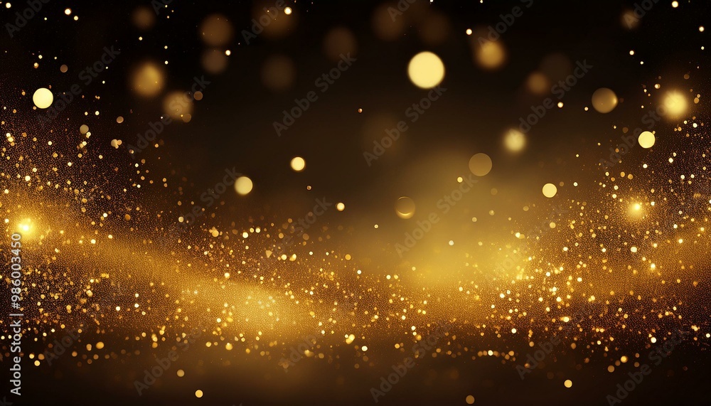 Gold glitter shimmer dust shiny lights particles dark abstract background Gold glitter shimmer dust shiny lights particles dark abstract background
