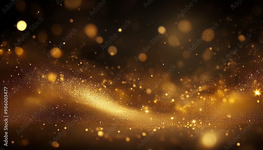Gold glitter shimmer dust shiny lights particles dark abstract background Gold glitter shimmer dust shiny lights particles dark abstract background
