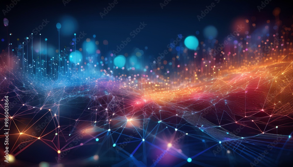 Fototapeta premium Gradient bokeh digital network background