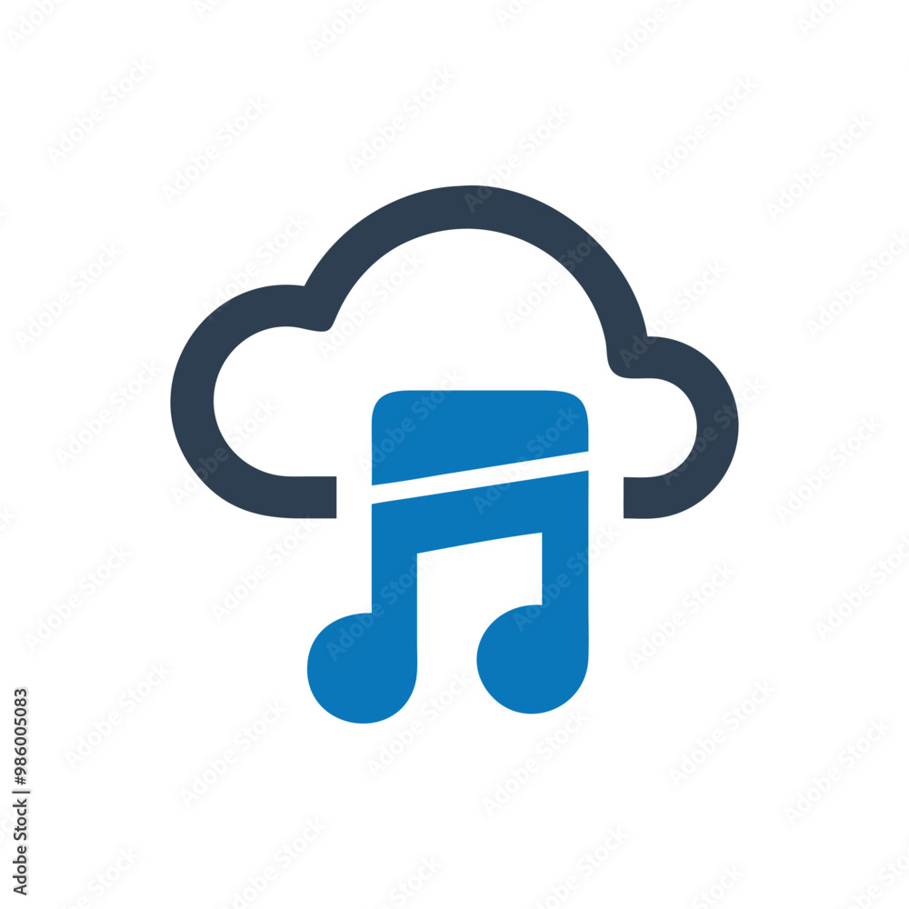Cloud Audio Library Vector Icon, Music Cloud Icon, Cloud with music note icon Cloud Audio Library Vector Icon, Music Cloud Icon, Cloud with music note icon