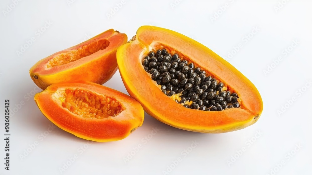 papaya fruit on a white background. Selective focus papaya fruit on a white background. Selective focus