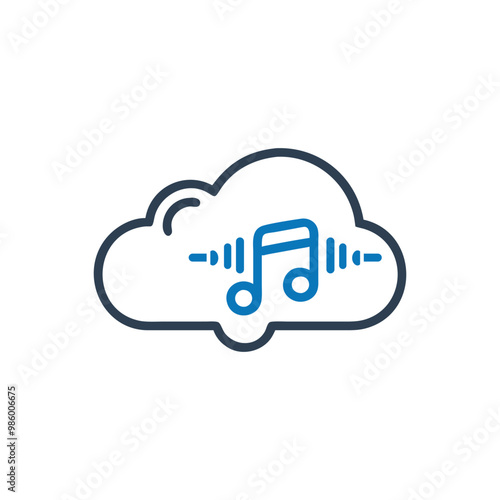 Cloud with music note icon, Music streaming service icon