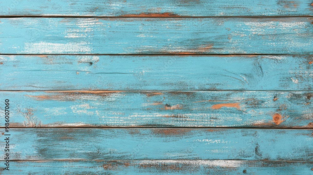 Fototapeta premium A weathered turquoise wooden surface with a rustic appearance.