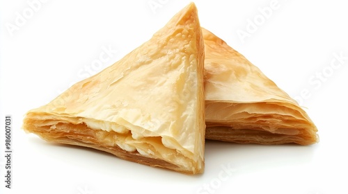 Delicious Tiropita Triangles - Greek Cheese Pastry - Close-up Shot. photo