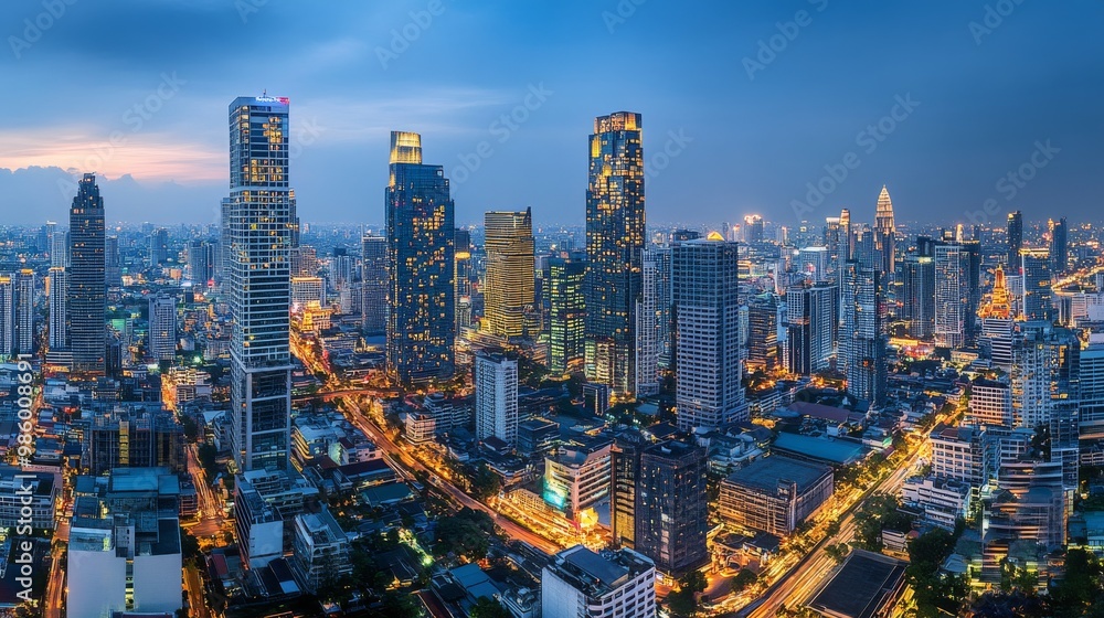 Obraz premium skyscrapers metropolis night illumination city