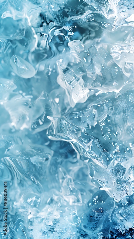 Ice Texture Background with Cracks - Cold Frosty Surface of Ice Block in Blue Ice Texture Background with Cracks - Cold Frosty Surface of Ice Block in Blue