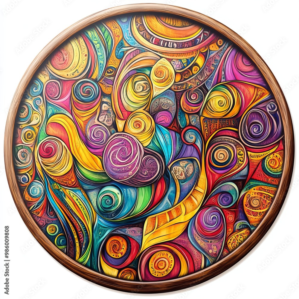 Colorful Abstract Swirls in Circular Frame Colorful Abstract Swirls in Circular Frame