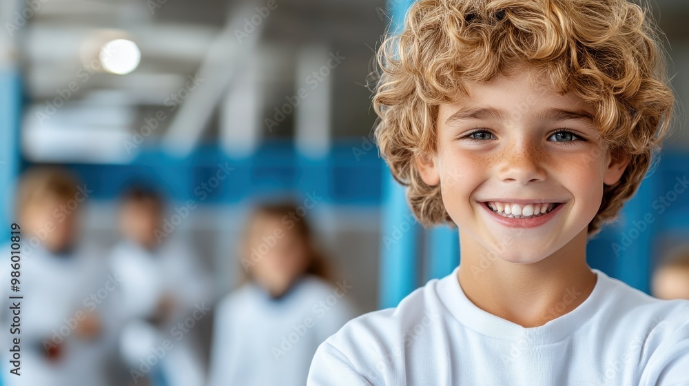 A happy young fencer stands confidently in a group of fellow athletes, highlighting the joy and teamwork within the sport, blending energy and friendliness. A happy young fencer stands confidently in a group of fellow athletes, highlighting the joy and teamwork within the sport, blending energy and friendliness.