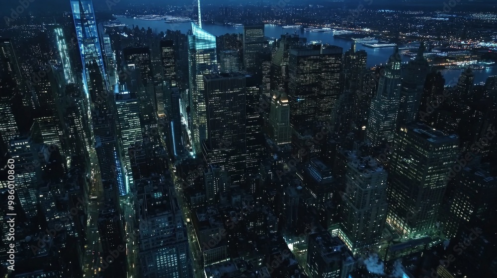 skyscrapers metropolis night illumination city