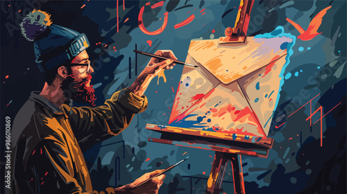 Professional Artist Drawing Email Sign on Dark Background
