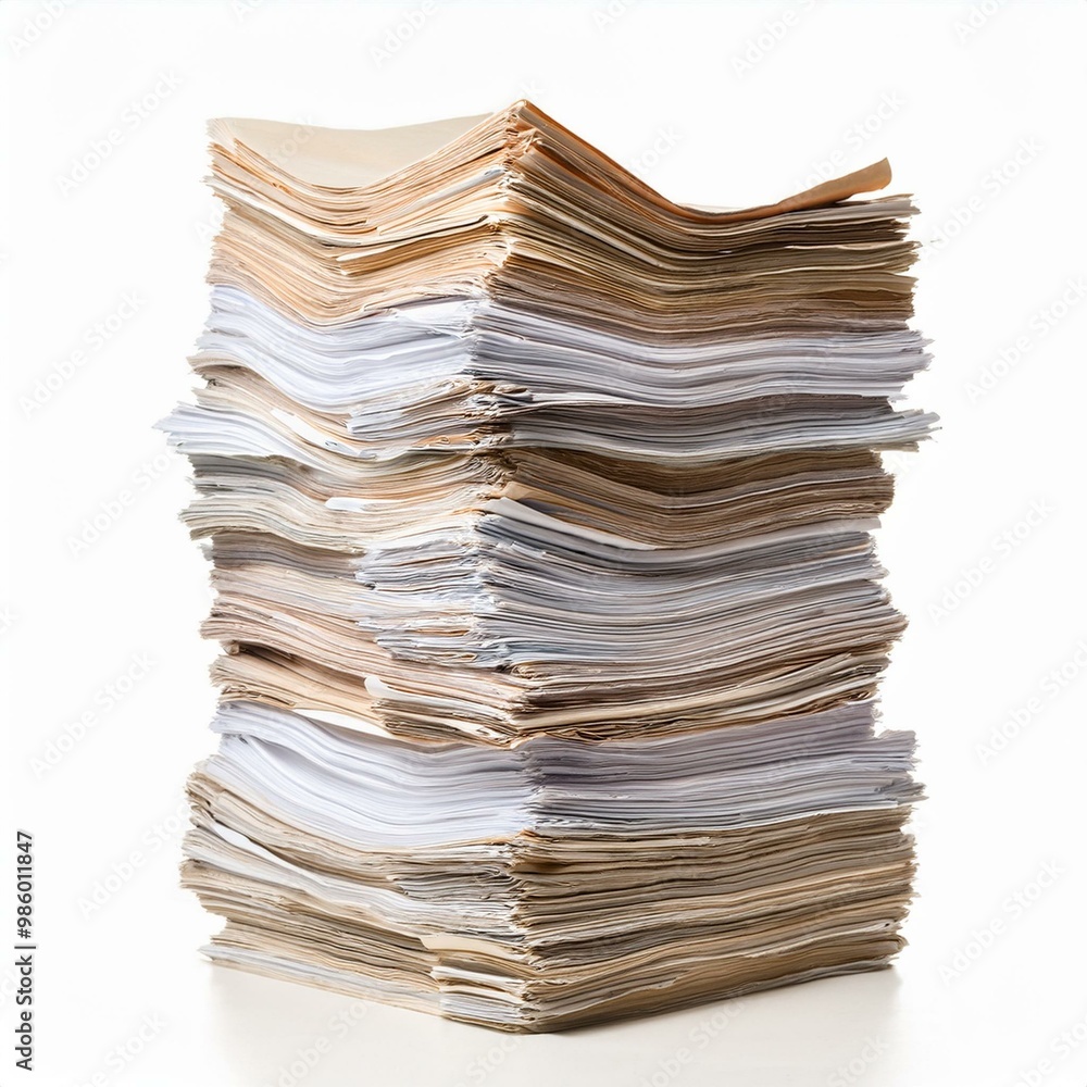 pile of documents on white background pile of documents on white background