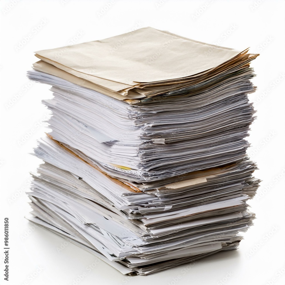 pile of documents on white background pile of documents on white background