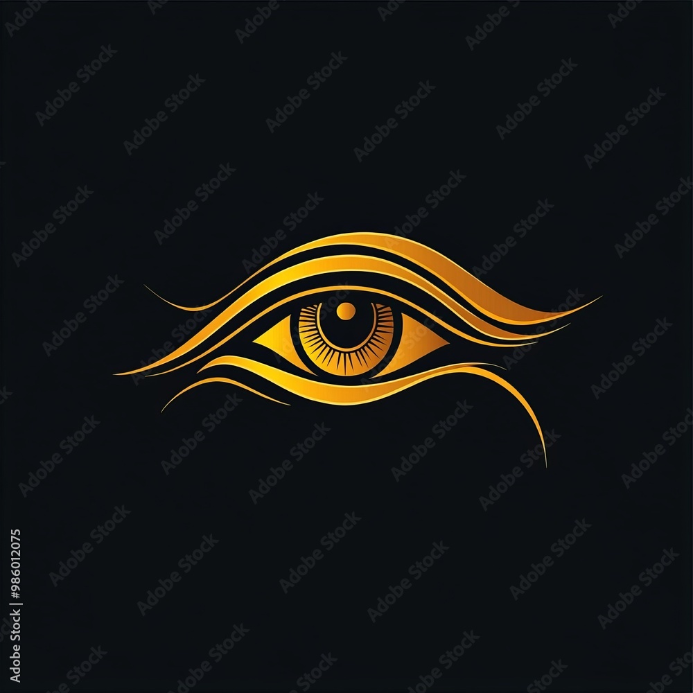 Elegant Golden Eye Design on Black Background Elegant Golden Eye Design on Black Background