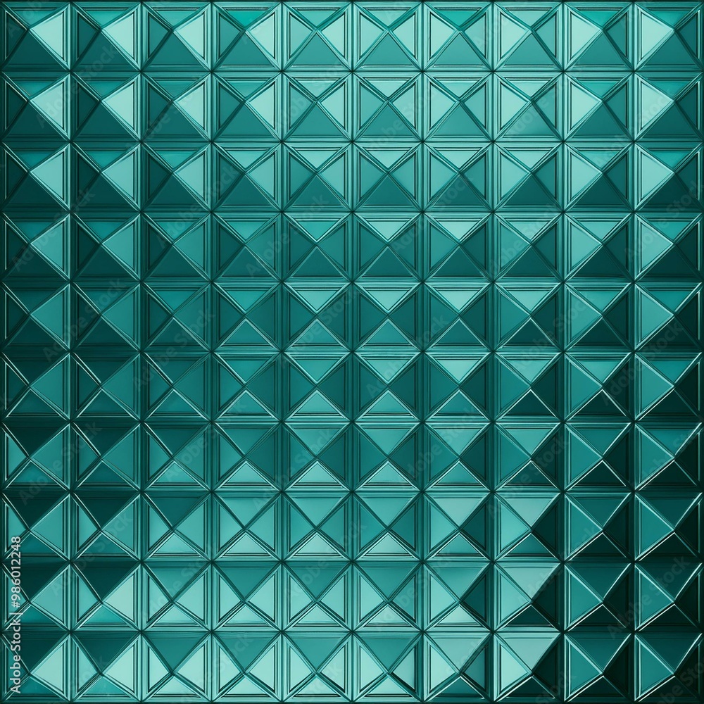 Polished, Semigloss Wall background with tiles. 3D, tile Wallpaper with Triangular, Teal blocks. 3D Render Polished, Semigloss Wall background with tiles. 3D, tile Wallpaper with Triangular, Teal blocks. 3D Render