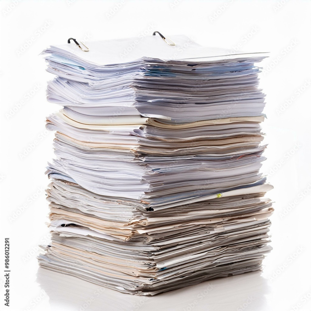 pile of documents on white background pile of documents on white background
