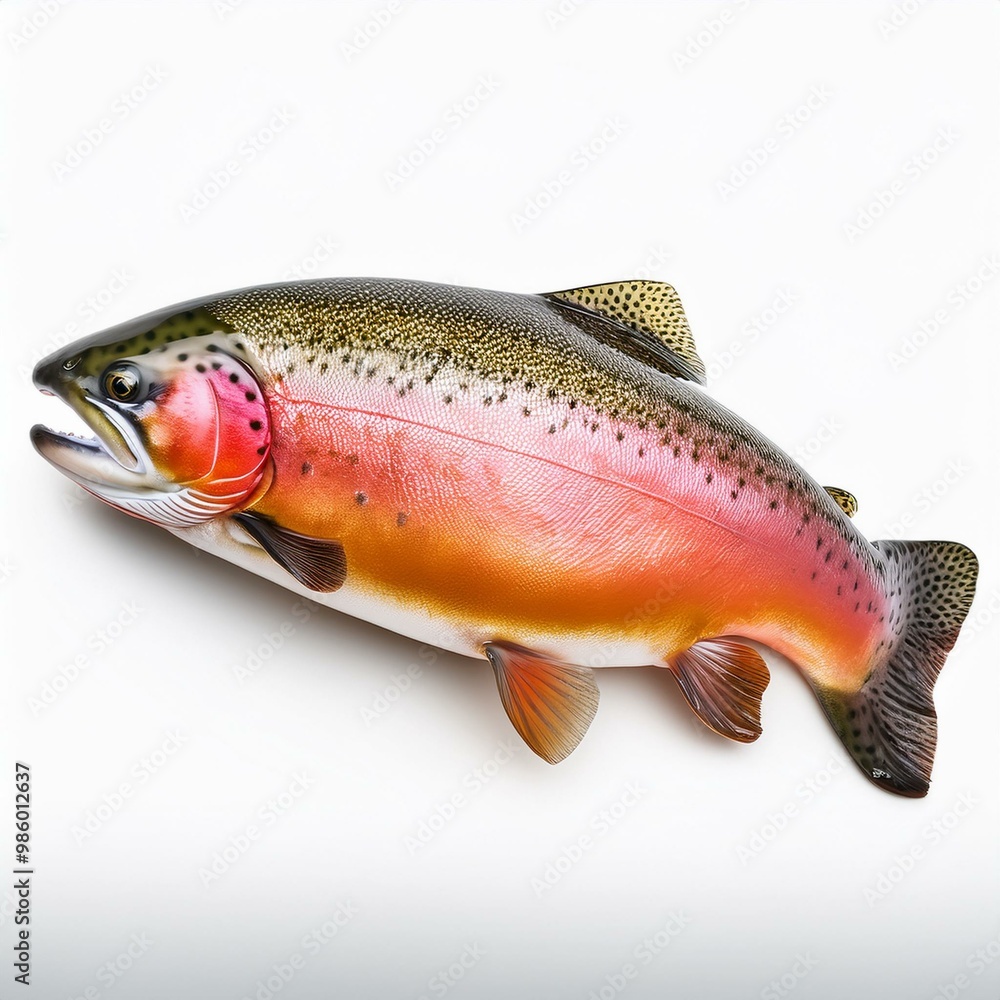 Rainbow trout fish or Oncorhynchus mykiss isolated on white Rainbow trout fish or Oncorhynchus mykiss isolated on white