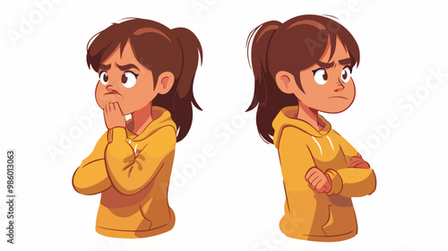 Correct and Incorrect Way for a Girl Character to Cough into Elbow Illustration