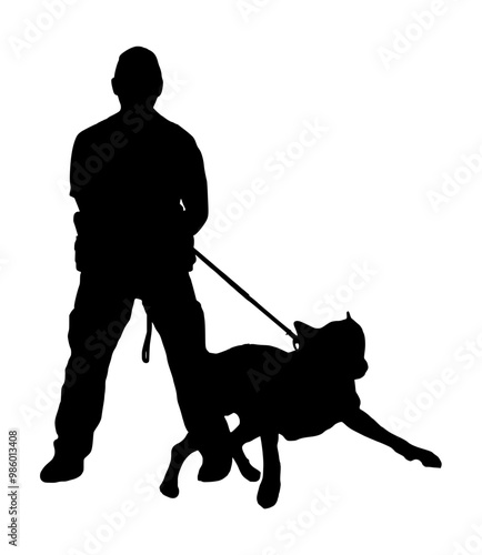 Person With Aggressive Dog Silhouette