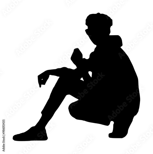 Cool Kid Kneeling Silhouette