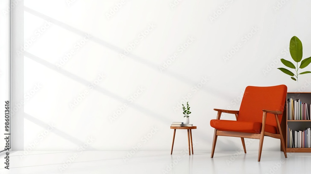 Stylish reading nook with a minimalist design featuring a sleek