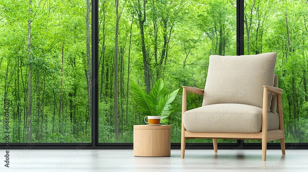 Fototapeta premium Quiet reading corner with a modern