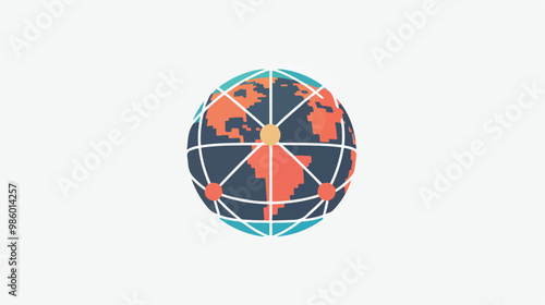Global Network Icon Flat Vector Isolated on White Background