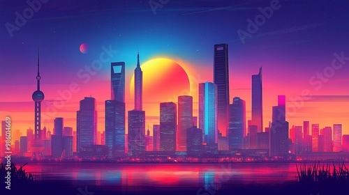 Retro Futuristic Skyline