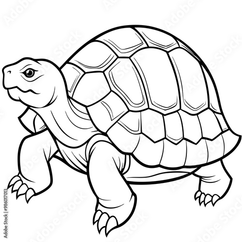 Smoothly Curved Tortoise  A Line Art Vector Emphasizing Steadiness