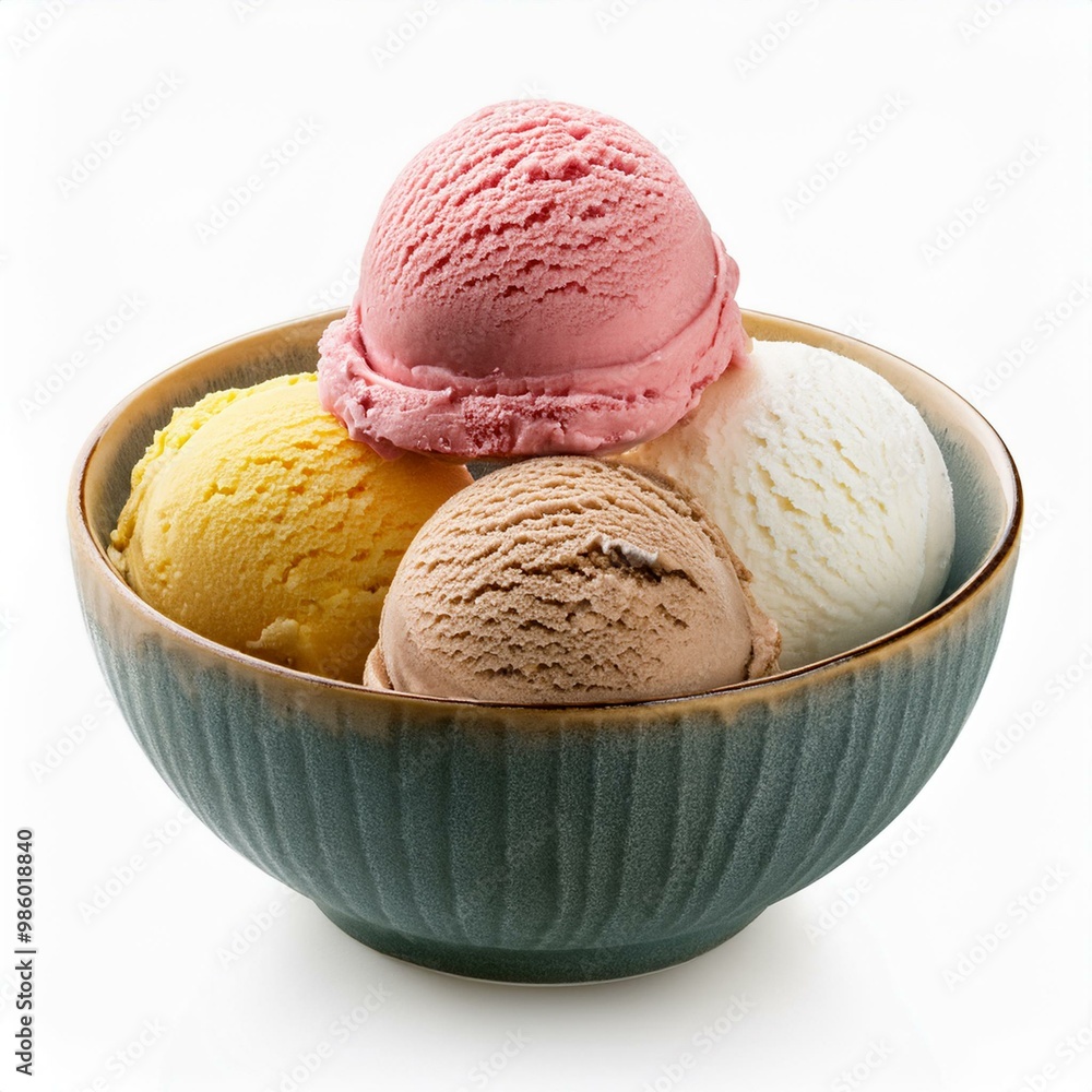 Various ice cream balls isolated on white background Various ice cream balls isolated on white background