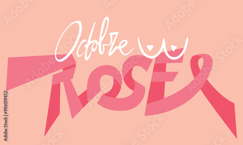 Texte ruban graphique Octobre rose en français cancer du sein lutte vecteur