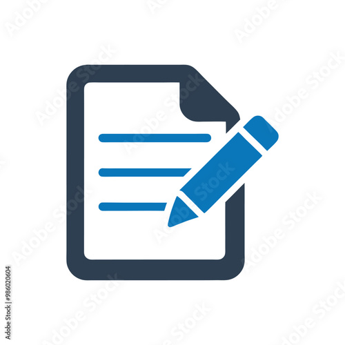 Edit Document Vector Icon, Document with pen icon