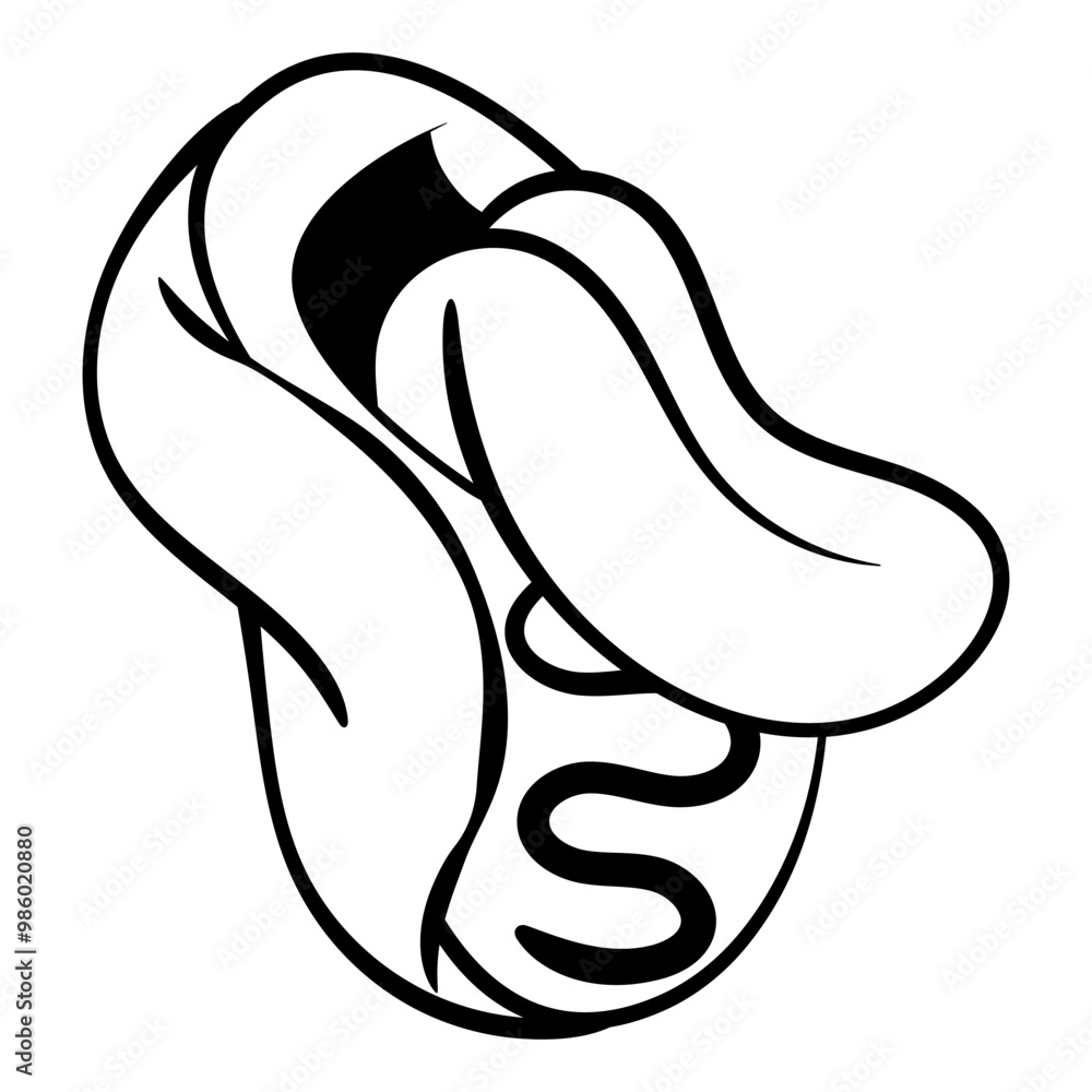 Hot Dog cartoon characters with tongue sticking out . Best for outline, logo, and coloring book with street food themes and for t-shirt design Hot Dog cartoon characters with tongue sticking out . Best for outline, logo, and coloring book with street food themes and for t-shirt design