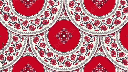 Traditional Ukrainian embroidery 4k motion graphic loop pattern