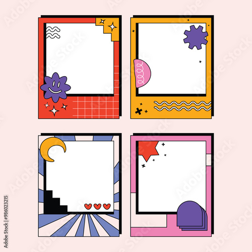 Set of retro frame vector