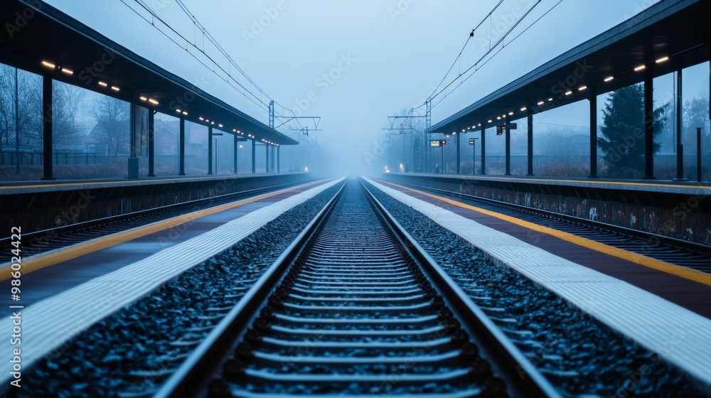 An empty railway platform with tracks leading off into the horizon, evoking a sense of anticipation and the promise of travel and exploration. An empty railway platform with tracks leading off into the horizon, evoking a sense of anticipation and the promise of travel and exploration.