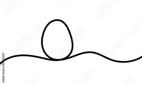 Easter egg one line drawing.  Continuous one line drawing ester egg. Happy Easter, Vector illustration