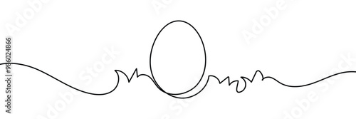 Ester egg line art style. Continuous one line drawing of Easter egg. Happy Easter concept. Egg line art, Vector illustration. 