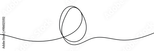 Ester egg line art style. Continuous one line drawing of Easter egg. Happy Easter concept. Egg line art, Vector illustration. 