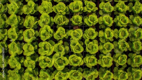 Rows of young lettuce