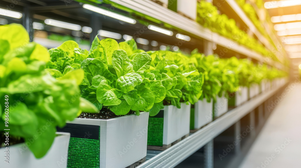 Industrial warehouse powered by solar energy, plants growing out of ecofriendly boxes managed by automation, green logistics, sustainable warehouse, treatment Industrial warehouse powered by solar energy, plants growing out of ecofriendly boxes managed by automation, green logistics, sustainable warehouse, treatment