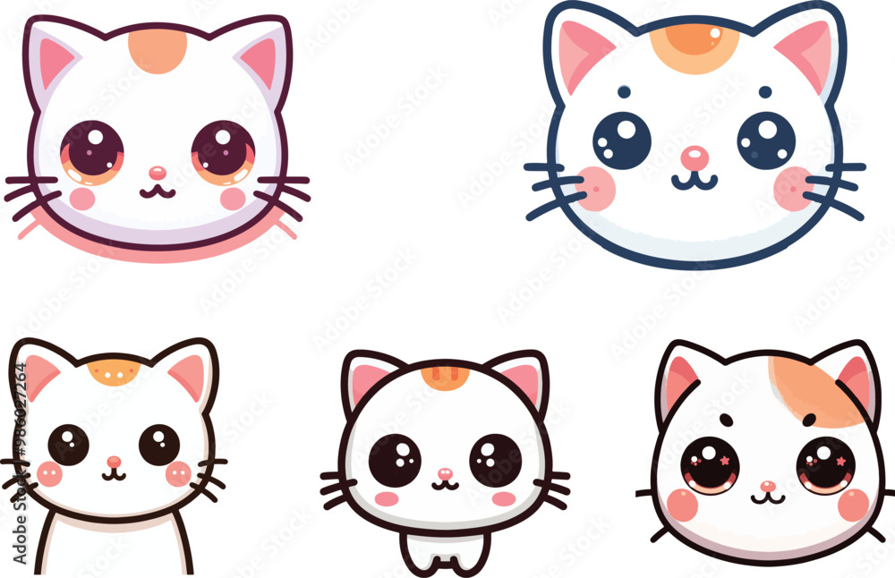 set of funny cute cartoon cats vector illustration set of funny cute cartoon cats vector illustration