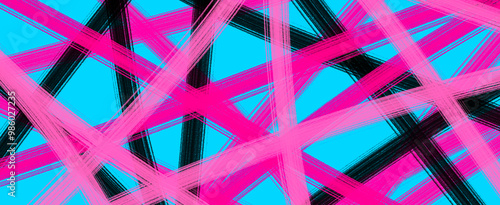 A combination of lines of dark colors against a fluorescent sky blue background
Banner